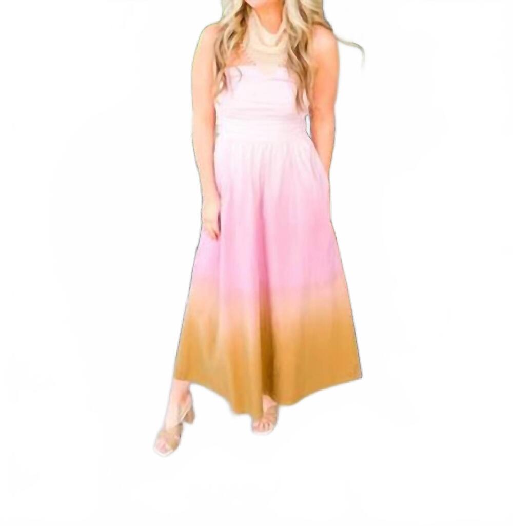 NEW YOUNG FABULOUS & BROKE kamila strapless dress in pink mauve ombre